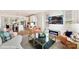 Cozy living room with a fireplace, modern furniture, hardwood floors, and view into the kitchen at 3006 Khan Park Dr # 69, Charlotte, NC 28206