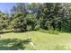 Large grassy backyard bordered by mature trees and lush foliage, great for outdoor activities at 3419 Boat Club Rd, Belmont, NC 28012