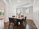 Dining room features hardwood floors, wainscoting, and a rectangular table with modern chairs at 7009 Providence W Ln, Charlotte, NC 28226