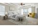 The main bedroom features neutral walls, carpeted floors, lots of natural light, and a tray ceiling with ceiling fan at 1281 Arges River Dr, Fort Mill, SC 29715