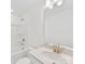 Clean bathroom showcasing a tub, shower and single sink with a quartz countertop at 1516 Respect Nw St, Concord, NC 28027
