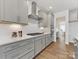 Modern kitchen featuring stainless steel appliances, gray cabinets, and sleek countertops at 1516 Respect Nw St, Concord, NC 28027