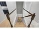 View of the carpeted staircase with wood railing and white risers at 809 Ayrshire Ave, Fort Mill, SC 29708