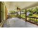 Wide angle view of the covered porch and the surrounding manicured backyard at 814 W Gold St, Kings Mountain, NC 28086