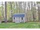 Backyard featuring a storage shed with double doors and a fenced perimeter at 111 Painted Bunting Dr, Troutman, NC 28166