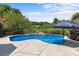 Beautiful kidney-shaped pool surrounded by lush landscaping and a large patio at 125 Snow Fountain Ln, Mooresville, NC 28115
