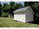 Well-maintained outdoor shed with double doors, perfect for storage in a verdant backyard at 1540 Coatsworth Ln, Rock Hill, SC 29732