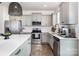 Modern kitchen showcases white countertops, stainless steel appliances, and pendant lighting for both style and functionality at 1624 Savory Ln, Charlotte, NC 28216