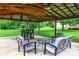 Covered patio with comfortable seating and a bar table create a welcoming outdoor living space at 218 Blacksnake Rd, Stanley, NC 28164