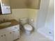 Bathroom featuring a white vanity with granite countertop, tiled walls, and a standing shower at 4050 Rollingwood Cir, Rock Hill, SC 29732