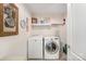 Well-organized laundry room featuring modern washer and dryer units, plus storage shelves at 5079 Nighthawk Dr, Fort Mill, SC 29707