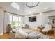 Bright living room with large windows, high ceilings, modern decor and view of green pasture at 594 Patterson Farm Rd, Mooresville, NC 28115