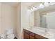 Bathroom featuring a double sink vanity with mirror and a toilet at 825 Rock Lake Gln, Fort Mill, SC 29715