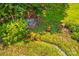 Cozy backyard with stream, patio set, a fire pit, and ambient lighting at 1043 Linneys Mill Rd, Union Grove, NC 28689