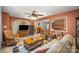 Comfortable living room with entertainment center, connecting to kitchen and dining areas at 753 Briarfield Rd, Rock Hill, SC 29730