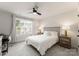 This bedroom features a sleek ceiling fan, bright windows, and a comfortable design at 1517 Falcon St, Charlotte, NC 28211