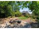 Backyard with beautiful landscaping, picnic table and outdoor barbecue area at 2818 Levinfield Ct, Lincolnton, NC 28092