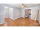 Open living room featuring wood floors, neutral paint and a ceiling fan at 333 Friendship Dr, Rock Hill, SC 29730