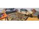 Cozy living room features a large southwestern style rug, fire place, and comfortable seating at 485 Johnson St, China Grove, NC 28023