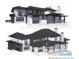 Modern architectural rendering of a lakeside home featuring patios, balconies and a two car garage at 6644 Goose Point Dr, Denver, NC 28037
