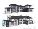 Contemporary architectural rendering of a lakeside home showing brick, and a three car garage at 6644 Goose Point Dr, Denver, NC 28037