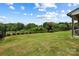 Expansive backyard featuring lush green grass and mature trees at 7058 Cloer Ct, Charlotte, NC 28214