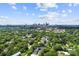 Panoramic aerial view of the property and surrounding area with city skyline in the background at 106 N Laurel Ave # 118, Charlotte, NC 28207