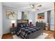 Stylish bedroom featuring a decorative ceiling fan, complementing the room's inviting atmosphere and decor at 160 Walking Horse Run, Stanley, NC 28164