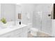 Modern bathroom with sleek vanity, walk-in shower, and tile flooring at 233 Wheatfield Dr # 102P, Statesville, NC 28677