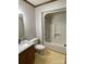This bathroom features a tub/shower combination, standard toilet, and granite countertop vanity at 2515 Myra Ln, Lincolnton, NC 28092