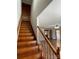 View of a wooden staircase in an open concept home at 2515 Myra Ln, Lincolnton, NC 28092