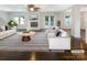 Bright living room with modern furnishings, fireplace, and doors to the exterior, seamlessly blending style and comfort at 27 Quayside Ct, Clover, SC 29710
