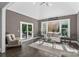 Cozy living room with vaulted ceilings, dark wood floors, a comfortable seating area, and outdoor access at 3916 2Nd Street Nw Dr, Hickory, NC 28601