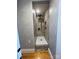 Bathroom with tiled shower and mosaic tile floor at 743 S College Ave, Newton, NC 28658