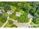 Aerial view of a property nestled among lush trees, showcasing its prime location at 953 Milkwood Ln, Monroe, NC 28110