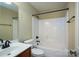 Bathroom with a tub, a dark faucet, and a dark shower rod at 110 Leeper Ave, Belmont, NC 28012