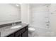 Bathroom with granite countertops and shower-tub combo at 12548 Gotland Rd # 327, Midland, NC 28107