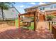 Wood deck with custom swing leading to second story deck with stairs in the back of a house at 18568 Mainsail Ct, Lancaster, SC 29720