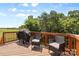 Outdoor deck featuring wicker furniture, grill, and peaceful backyard views at 18568 Mainsail Ct, Lancaster, SC 29720