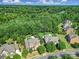 Aerial view of the home, showcasing its lush backyard oasis, pool, and expansive surrounding greenery at 2909 Julian Glen Cir, Waxhaw, NC 28173