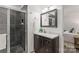 Modern bathroom with a glass-enclosed shower, stylish vanity, and contemporary fixtures at 3943 Peggy Ln, Mint Hill, NC 28227