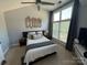Cozy bedroom featuring a ceiling fan, neutral decor, and a large window with natural light at 1013 Park West Dr # 5, Charlotte, NC 28209