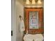 Bathroom features a decorative mirror, ornate towel holder, and sink with gold-tone fixtures at 213 Cowboys Cir, Rock Hill, SC 29732