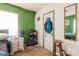 Bedroom with an accent wall and fan at 3037 Marlowe Ave, Charlotte, NC 28208