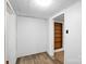 Hallway with vinyl flooring, built-in shelves, and white walls at 310 Sidney Johnson St, Fort Mill, SC 29715