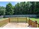 Wooden back deck overlooking a green lawn and tree-lined fence, offering a private outdoor space at 4128 River Run Cir, Hickory, NC 28602