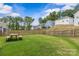 Large, grassy backyard enclosed by a wood fence, ideal for outdoor activities and privacy at 7025 Amberhouse Dr, Charlotte, NC 28212