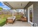 Covered patio with string lights and outdoor furniture, perfect for entertaining guests or relaxing at 7025 Amberhouse Dr, Charlotte, NC 28212