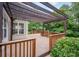 Back deck featuring a wooden pergola, a wooden railing, and string lights at 7731 Sedgebrook E Dr, Stanley, NC 28164