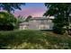 Wide shot of the home's backyard during twilight with colorful sky at 12325 Woodside Falls Rd, Pineville, NC 28134